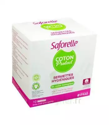 Saforelle Coton Protect Serviette Jetable Avec Ailette B/10 à CUISERY